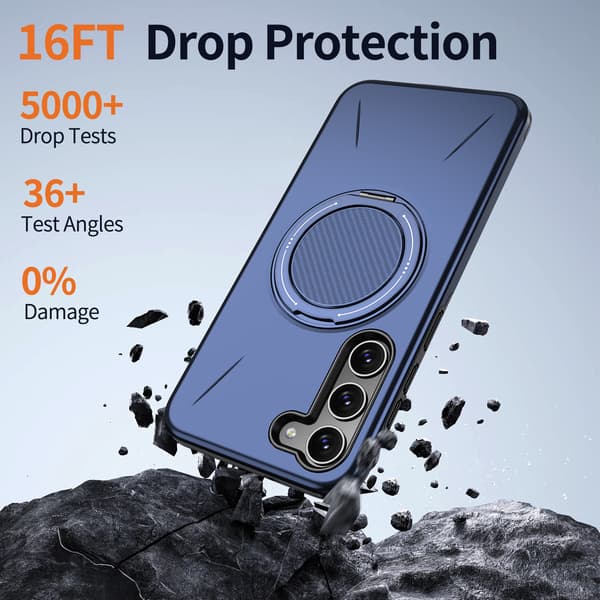 Fodral för Samsung Galaxy S23, roterande stödställ TPU + PC (blå)