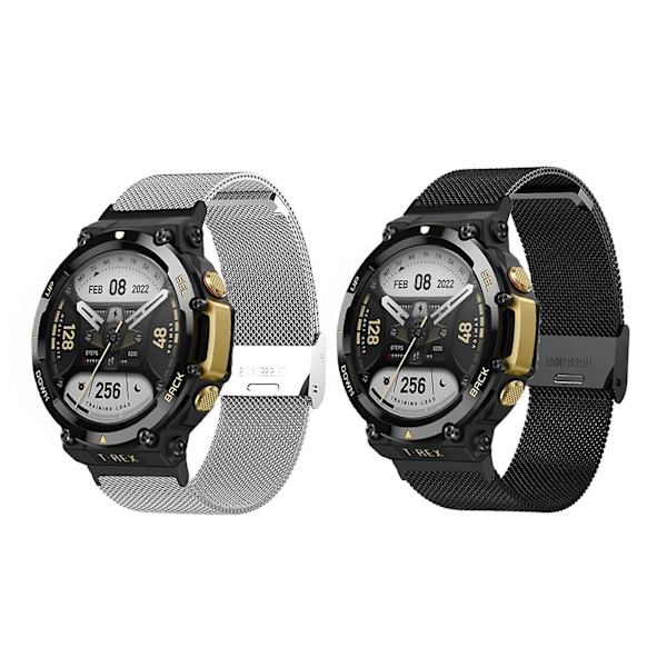 För AmazfitT Rex 2 Justerbar Metal Loop Strap Armband för Smart Watch Armband Silver