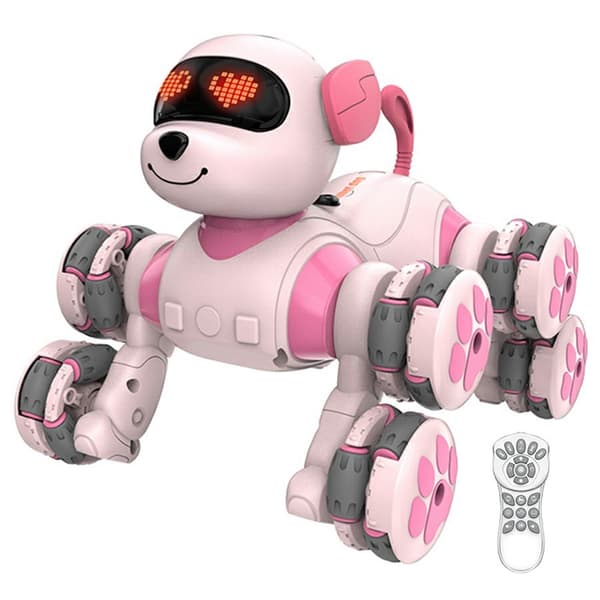 8-hjulig smart programmerbar RC-hund, med fjärrkontroll (rosa)