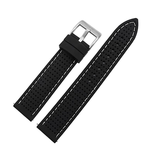 For Huawei Watch GT 3 42mm/ GT 3 Pro 43mm Watch Band 20mm Silikon Armbånd Black White Thread Silver Buckle