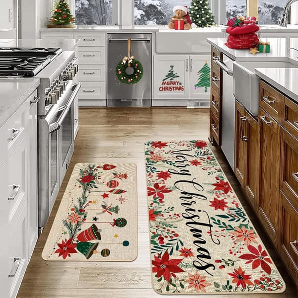 Halkfria köksmattor - Julköksmattor i 2-pack, 40*60+40*120Cm (02)