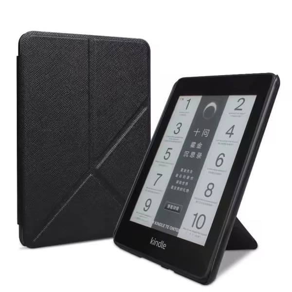 Etui - Til 7 tommer Kindle Paperwhite 12. generation 2024, deformerbar foldbar holder (sort)