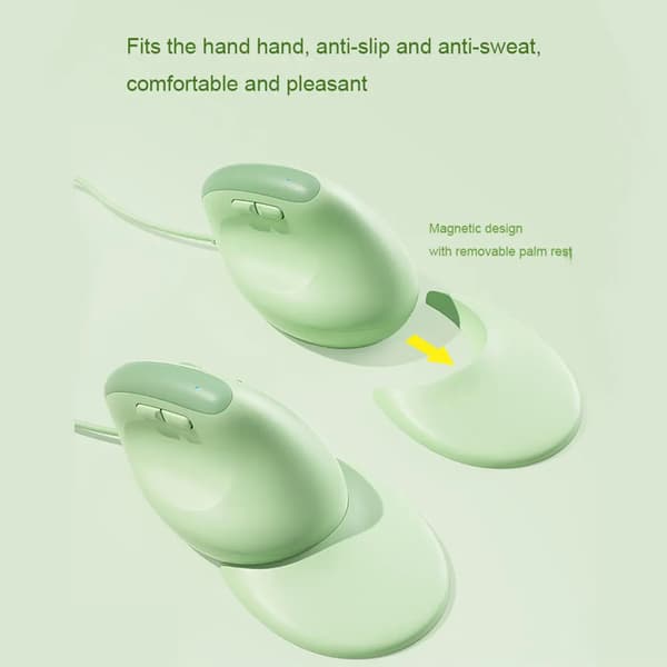 Ergonomisk vertikal mus, USB-gränssnitt 4 justerbara DPI med avtagbart handlovsstöd (mjölkkaffe)