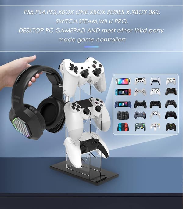 Controller Stand - 3 Tier Til Ps5 Ps4 (Transparent)