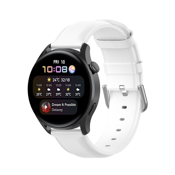 Nahkainen ranneke Huawei Watch GT 3 46mm/GT Runner -valikoimaan White