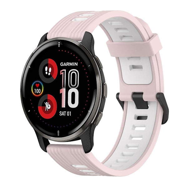 20 mm silikonikellon watch Garmin Venu 2 Plus -puhelimeen Pink White