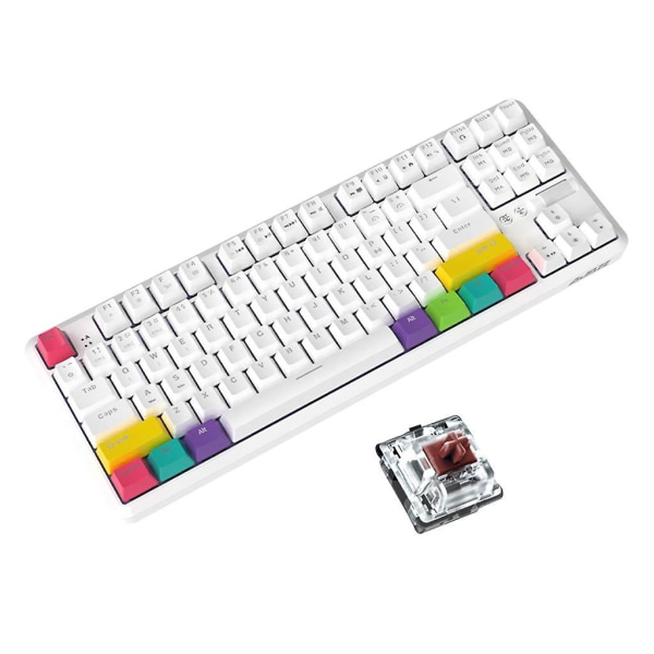 Ajazz K870t Bluetooth trådlöst mekaniskt tangentbord 87 tangenter Rgb bakgrundsbelyst för spel/kontor White Brown Switch