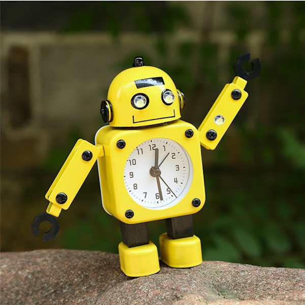Kreativa barn Tecknad Robot Väckarklockor Student Personlig Stum Metall Tillverkning Bord Väckarklockor Barn Julklapp white