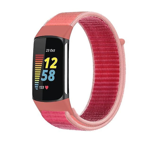 Rem til Fitbit Charge 5 Smart Watch Tilbehør Sports Nylon Loop Armbånd Armbånd Correa Pulsera For Fitbit Charge 5 Band Garnet red