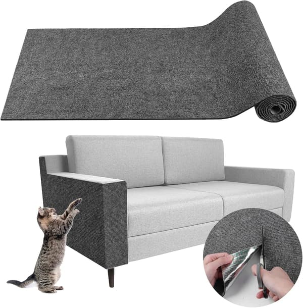 Kradsemåtte til katte - Selvklæbende gør-det-selv sofa kradsebeskyttelse (Mørkegrå, 40×100Cm)