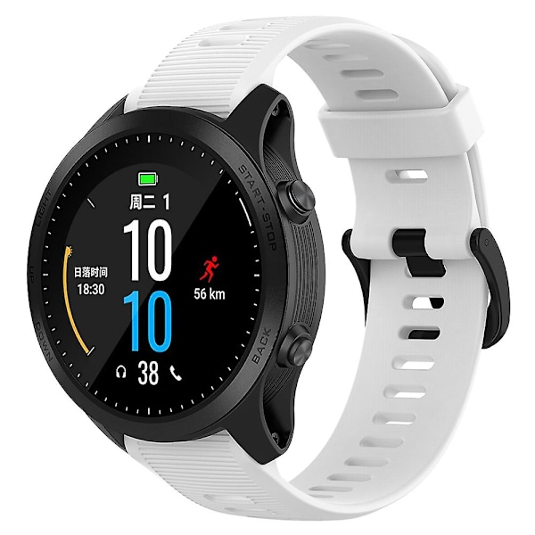 For Garmin Forerunner 945/ 935 Erstatningsarmbånd Stålspenne Teksturert Silikonurrem White