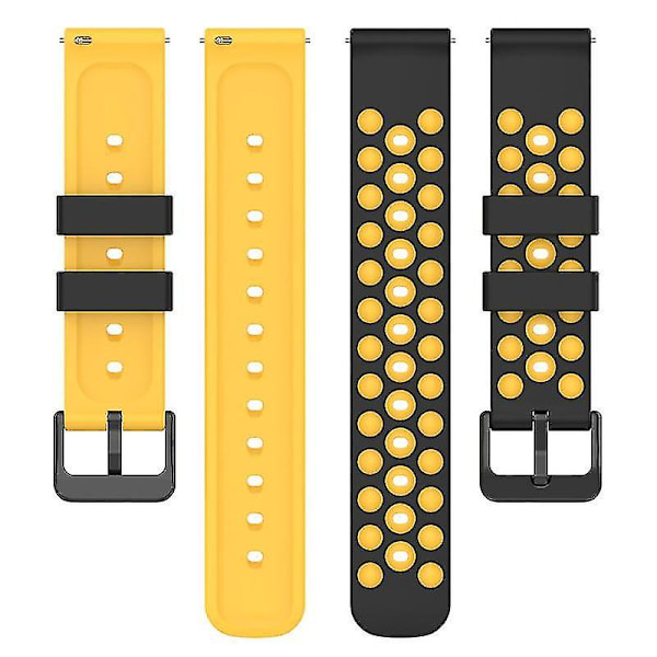 Til Samsung, Huawei, Huami, Garmin, Polar Watch Strap 22mm Watch Band med Multi Round Holes Black Yellow E Garmin Forerunner 255