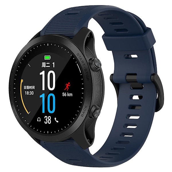 Til Garmin Forerunner 945/ 935 Udskiftning Rem Stål Spænde Tekstureret Silikone Urrem Midnight Blue