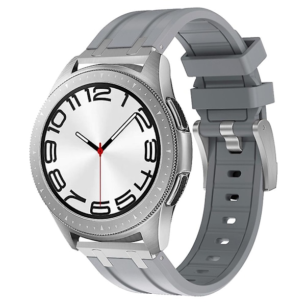 For Samsung Galaxy Watch3 45mm / Gear S3 Classic / Huawei Watch GT 4 46mm Silikonklokkebånd 22mm Håndleddsrem Silver  Grey