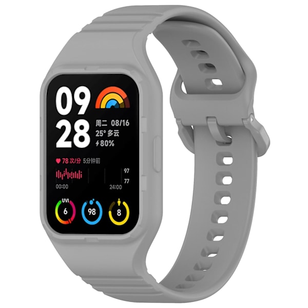 For Xiaomi Smart Band 8 Pro - Lett justerbar klokkestropp - Fleksibel silikonarmbånd - Rød Grey