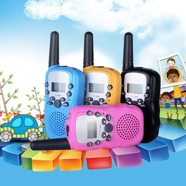 2ST T388 Walkie Talkie Barn 2 Styck Barnradio Walkie-Talkie Barn Födelsedagspresentleksaker För Pojkar Flickor 100-3000M Räckvidd yellow
