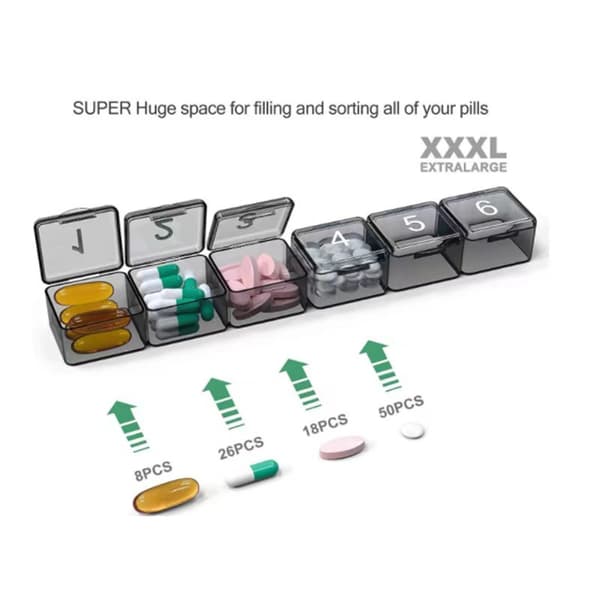 Pilleboks, 4 ukers organisator, store rom White