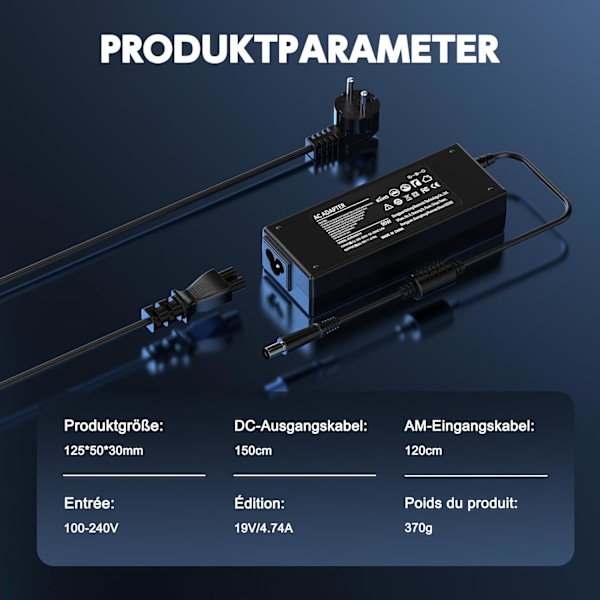 Oplader til 90W HP Pavilion DV6 DV7 DV3 DV4 DV5 G6 G7 G60 Series Elitebook 810 820 Adapter