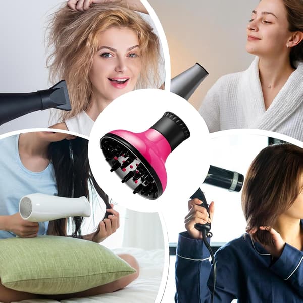 Universal Hår Diffuser - Til Krøllet Hår, Bølget Styling, Føntørring, Salon Eller Hjem (Rosenrød)