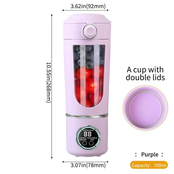Juicemaskin Kompakt 700 ml med digital display och 12 blad (lila)