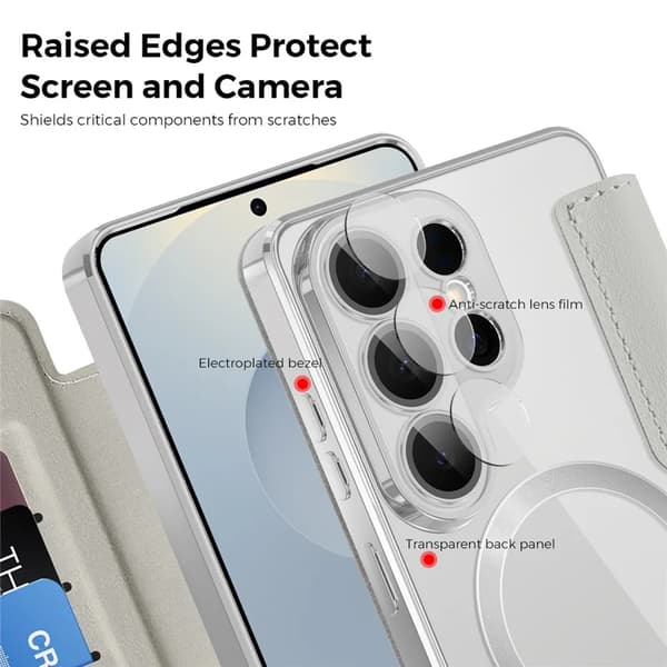 Kotelo Samsung Galaxy S26 Ultralle, Rhombus RFID-estokorttipidike linssikalvolla (harmaa)