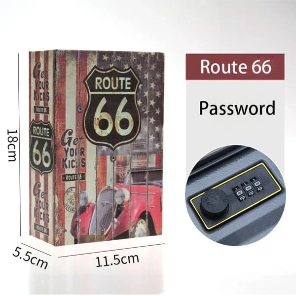 Spargris, adgangskode sikker pengeskab til kontanter og mønter (Route 66)
