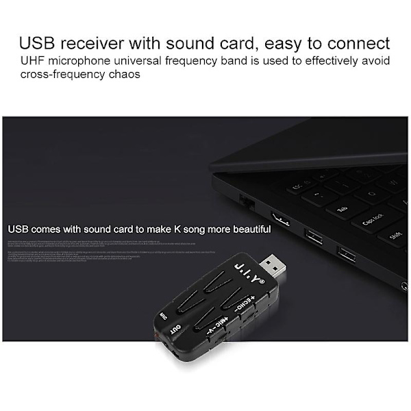 J.i.y Tv K Song trådløs mikrofon med USB-modtager