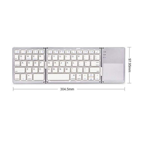 Trådløst foldetastatur Bluetooth-tastatur med touchpad til Windows, Android, IOS, telefon, multifunktionsknap minitastatur white