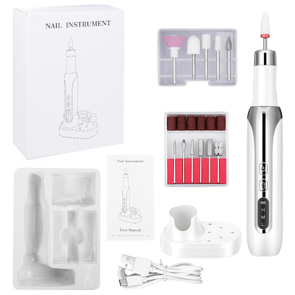 Portabel Manikyr Maskin För Manikyr Elektrisk Manikyr Set White