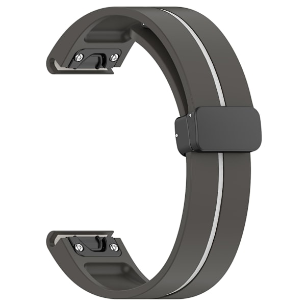 20mm silikoneurrem til Garmin Fenix 7s/6s/5s, magnetisk rem sort spænde dobbelt farve Grey White