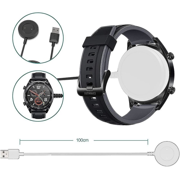 Trådlös magnetladdare kompatibel med ersättningsladdningskabel Hållare kompatibel med Huawei Gt 2 Gt Active Smartwatch White