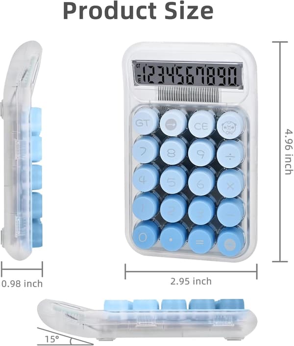 Bordsräknare, Mekanisk LCD-display, Stora knappar 10 siffror (Blå)