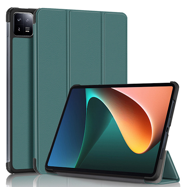 Etui for Redmi Pad SE 11 2023 Deksel støtsikker Stativ Myk silikonhylse Dark Green