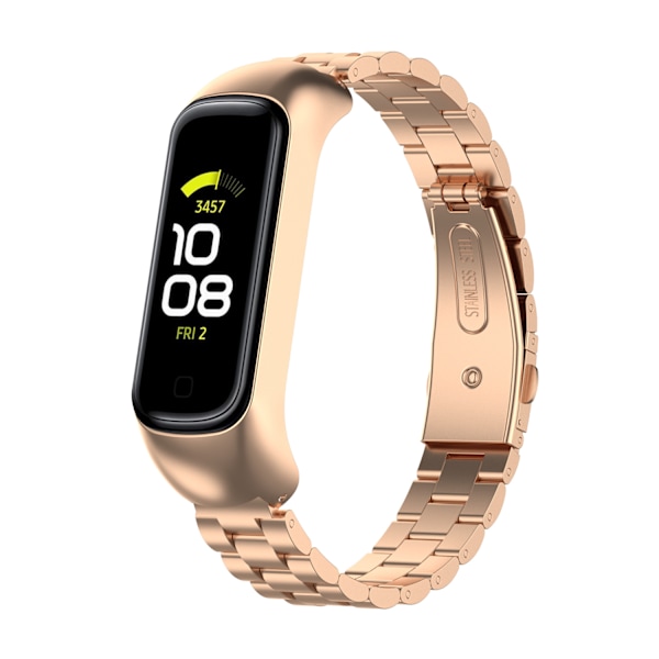 Kolmen helmen ruostumattomasta teräksestä valmistettu ranneke Samsung Galaxy Fit2:lle Rose Gold