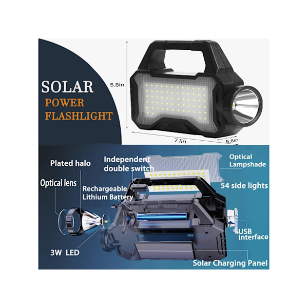 Solarlampor för nödsituationer Solar LED Campinglampor Kapacitetsbatteri för snabbladdning Multifunktionella lyktor för