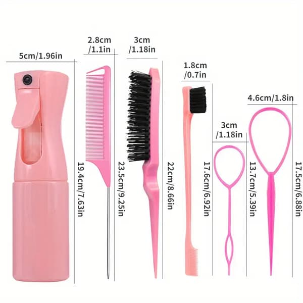 6-delars Hårstylingverktyg Sprayflaska Set (Lila)