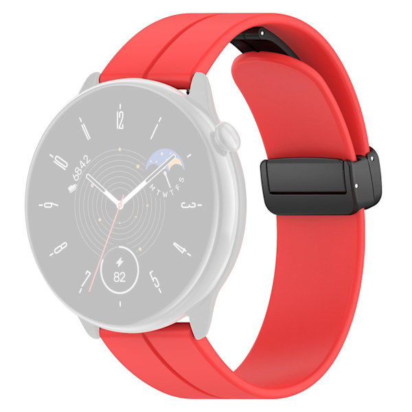 Magnetisk folde spænde 20mm silikone rem ur rem til Huami Amazfit Gtr Mini/ Gts 4/3/2 / Bip 3 Red