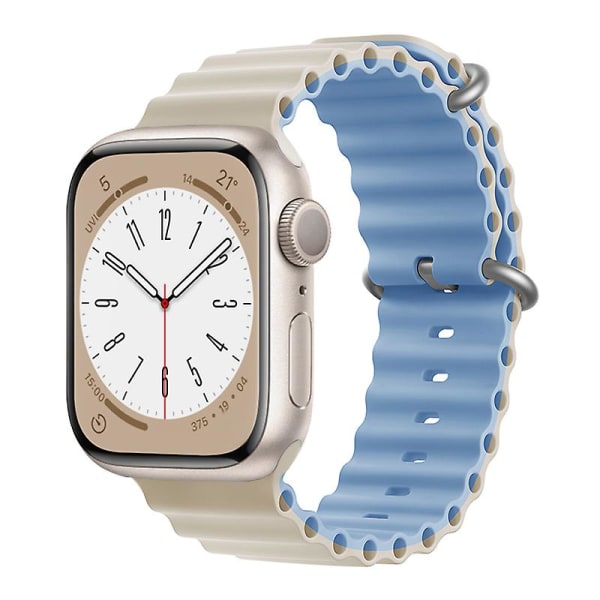 Ocean Armbånd Til Apple Watch Band 44mm 40mm 45mm 41mm 49mm 42mm 38mm Smartwatch Silikone Strap Iwatch Ultra Series 7 6 3 Se 8 42 44 45 49mm Antique-Mist Blue