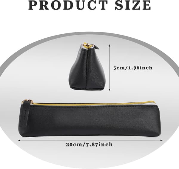 2 stk. blyantveske i skinn, slank design Black&Beige