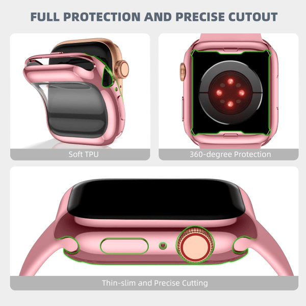 3-pak Kompatibel med Apple Watch-deksel 38mm, myk HD-skjermbeskytter med høy følsomhet for iWatch Series 3/2/1 38mm (3 klare) Clear/Rose Gold/Rose Pink  41mm