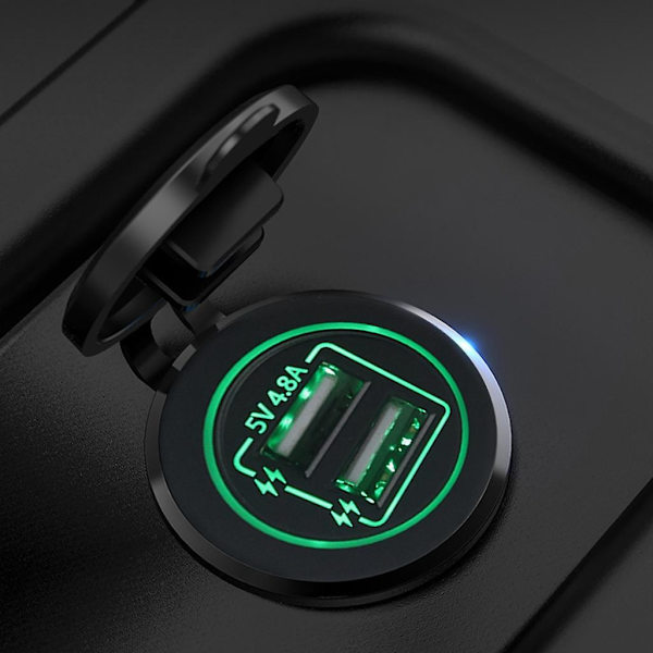 4.8a Motorcykel Strømadapter Dobbelt Usb Oplader Vandtæt Til Bil Marine Båd