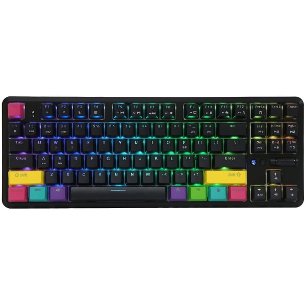 Ajazz K870t Bluetooth trådlöst mekaniskt tangentbord 87 tangenter Rgb bakgrundsbelyst för spel/kontor Black Black Switch