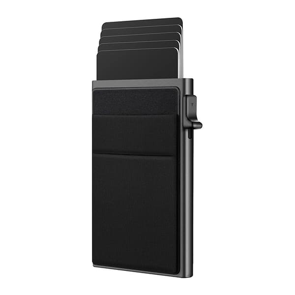 Rfid Blokerende Pop-Up Metal Kortholder, Slank Pung, Sort