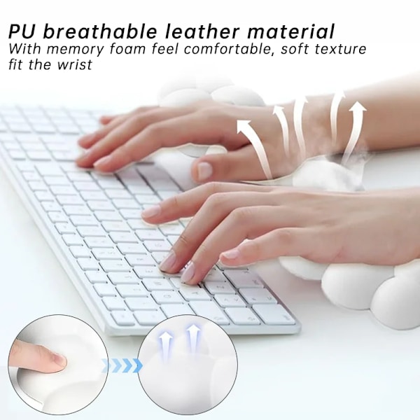 Liten Skyform Håndleddsstøttepute, Håndflatehvile Ergonomisk (Hvit)