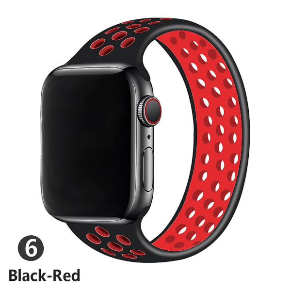 Solo-løkkerem til Apple Watch-bånd 44 mm 40 mm 38 mm 42 mm åndbar silikone elastisk bæltearmbånd Iwatch Series 3 4 5 Se 6 38mm or 40mmS black red