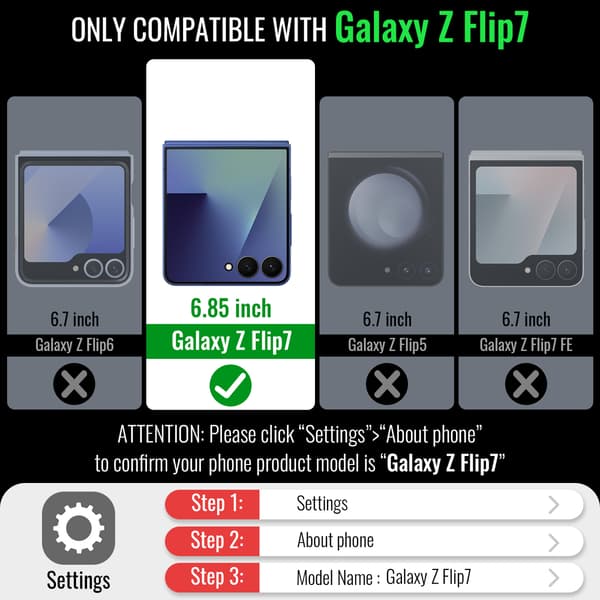 Etui til Samsung Galaxy Z Flip 7, med RFID-blokerende kortholder og remstativ (sort)