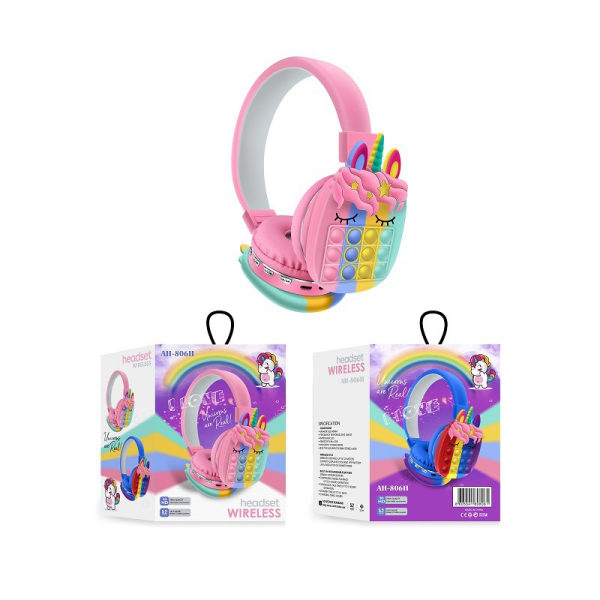 Trådløse hodetelefoner Creative Bluetooth Headset Push Bubble Fidget Headset Voksen Stress Relief Decompression Toy pink