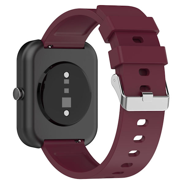 Silikoneurrem til Garmin Venu/Venu 2 Plus/Venu Sq/Venu Sq 2, 20mm urrem med sølvfarvet spænde i rustfrit stål Wine Red
