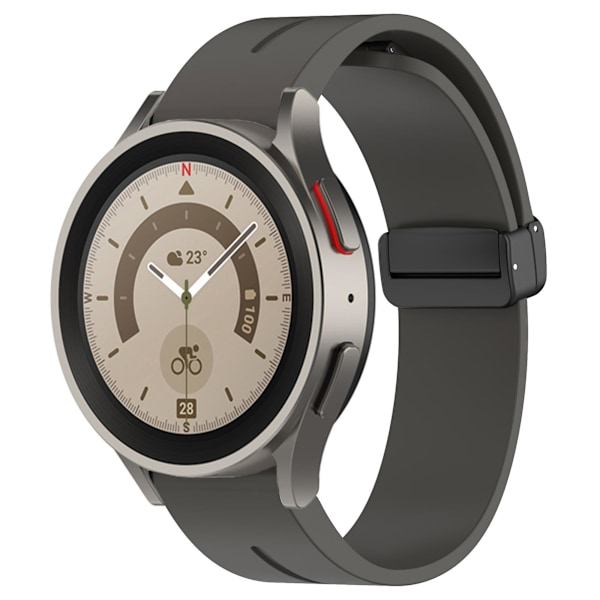 20mm Magnetisk Silikonerem til Samsung Galaxy Watch 6/6 Classic/5/4/huawei Watch Gt 3 42mm, Urrem Sort Spænde Dark Grey