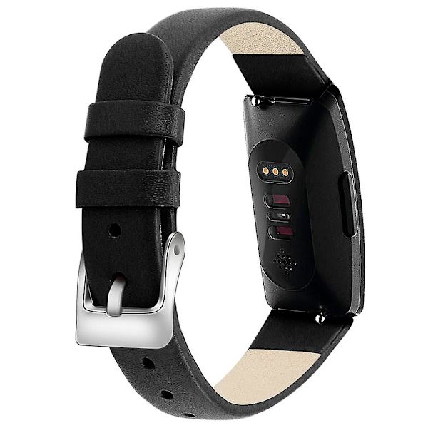 Fitbit Inspire / Inspire HR -älykellolle tarkoitettu rannehihna, ylin nahkakerros, koko L - 6,7-8,1 tuumaa Black